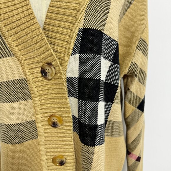 Burberry vintage check merino wool-blend cardigan - brown - Picture 6 of 11